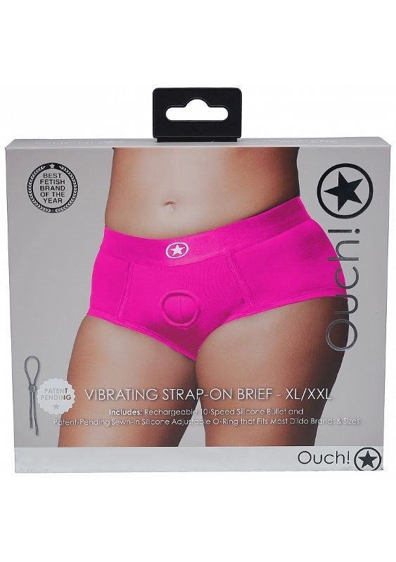 Ouch! Pleasure-Enhancing Vibrating Strap-on Brief - Pink - Strap On Sextoys