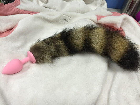 Pink Silicone Butt Plug With Faux Fox Tail