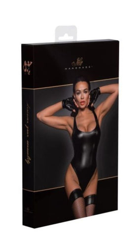 Power Wetlook Bodysuit w/ High Cut Leg by Noir Handmade - Her Fetish