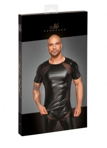Power Wetlook Men T-shirt With 3D Net Briefs - Mens Briefs And Boxers