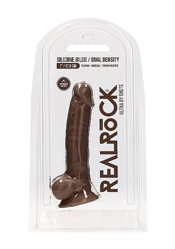 Realrock Ultra Silicone Dildo with Balls Brown - Realistic Dildos