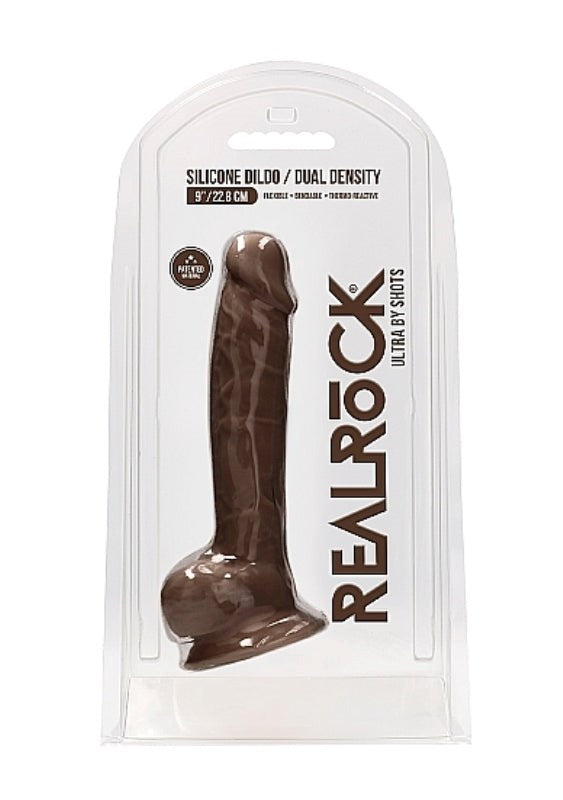 Realrock Ultra Silicone Dildo with Balls Brown - Realistic Dildos
