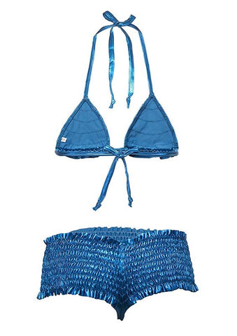 Ruffle Bikini Top and Smocked Booty Shorts by Leg Avenue - Bras and Bra Sets