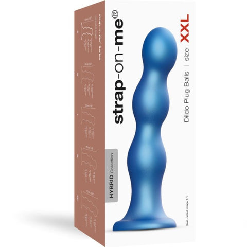 Metallic Blue Dildo Plug Balls by Strap On Me - Strap On Sextoys