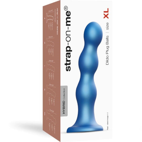 Metallic Blue Dildo Plug Balls by Strap On Me - Strap On Sextoys