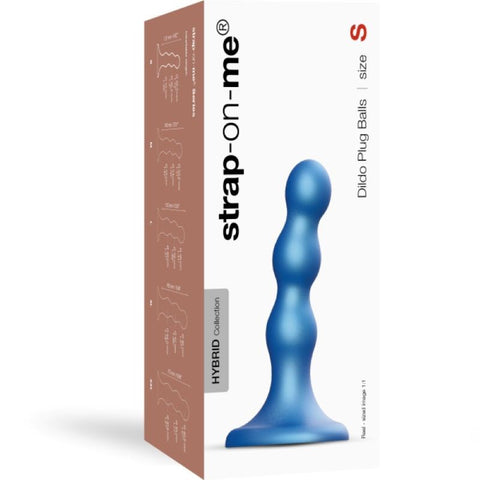 Metallic Blue Dildo Plug Balls by Strap On Me - Strap On Sextoys