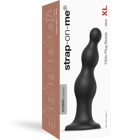Black Silicone Dildo Plug Beads by Strap On Me - Strap On Sextoys