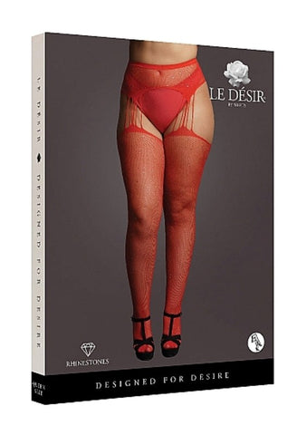 Suspender Rhinestone Pantyhose by Shots Toys - Hosiery