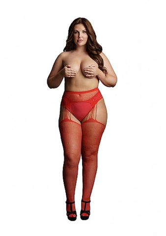 Suspender Rhinestone Pantyhose by Shots Toys - Hosiery