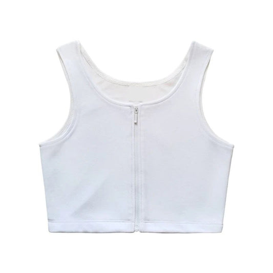 Zip Up Crop Top Chest Binder White