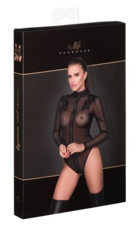 Noir Handmade's Elegant Embroidered Tulle Bodysuit - Her Fetish