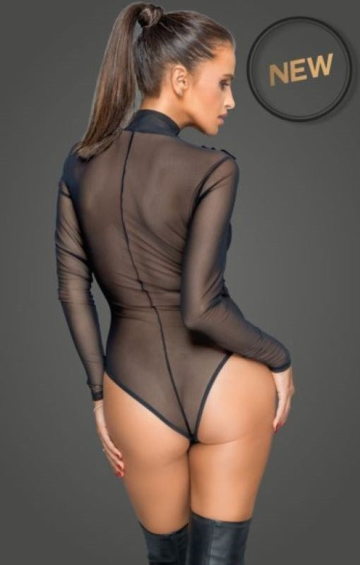 Noir Handmade's Elegant Embroidered Tulle Bodysuit - Her Fetish