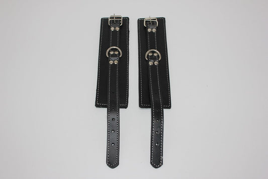 Abbey Leather Buckle Black Wrist Restraints