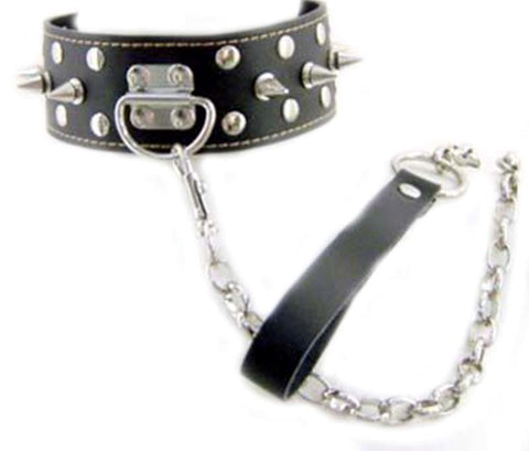 Evil Angel Spiked Neck BDSM Collar & Lead Heavy - Collars and Leads