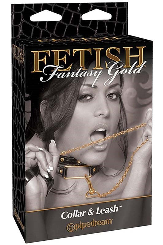 Fetish Fantasy Gold Bondage Collar and Leash Set - Collars and Leads