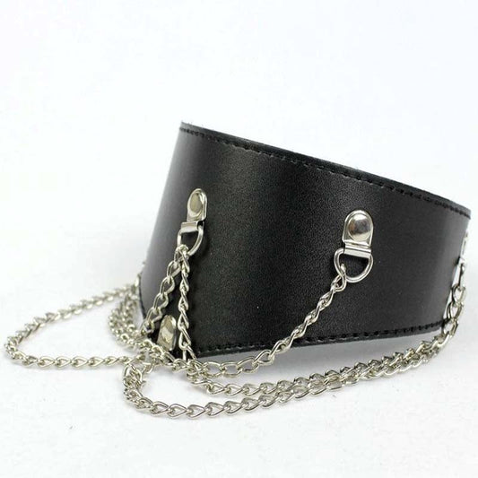 Ladies Fetish Posture Collar with Chains Light Black