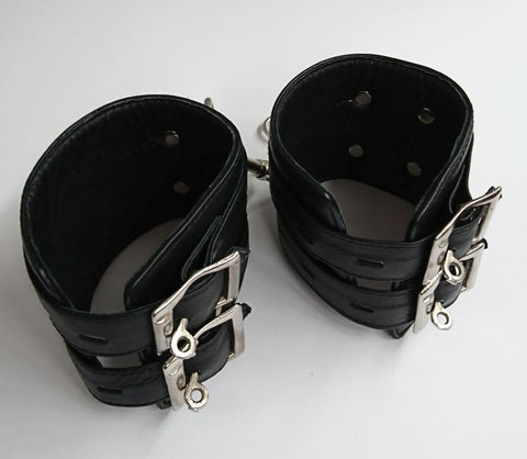 NY Bondage Club Leather Ankle Cuffs by Hell's Couture - Cuffs and Restraints