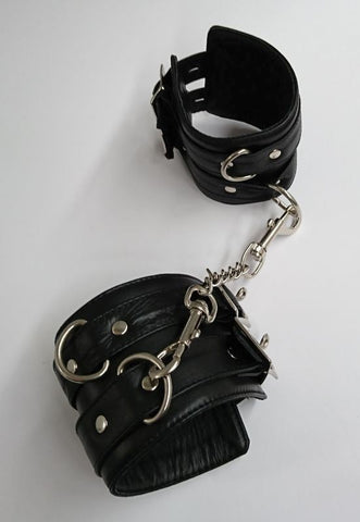 NY Bondage Club Leather Ankle Cuffs by Hell's Couture - Cuffs and Restraints