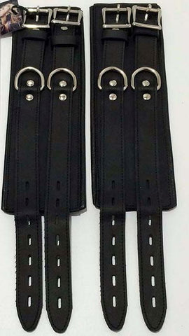 NY Bondage Club Leather Ankle Cuffs by Hell's Couture - Cuffs and Restraints