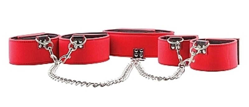 Ouch Reversible Collar / Wrist / Ankle Cuffs Red - Cuffs and Restraints