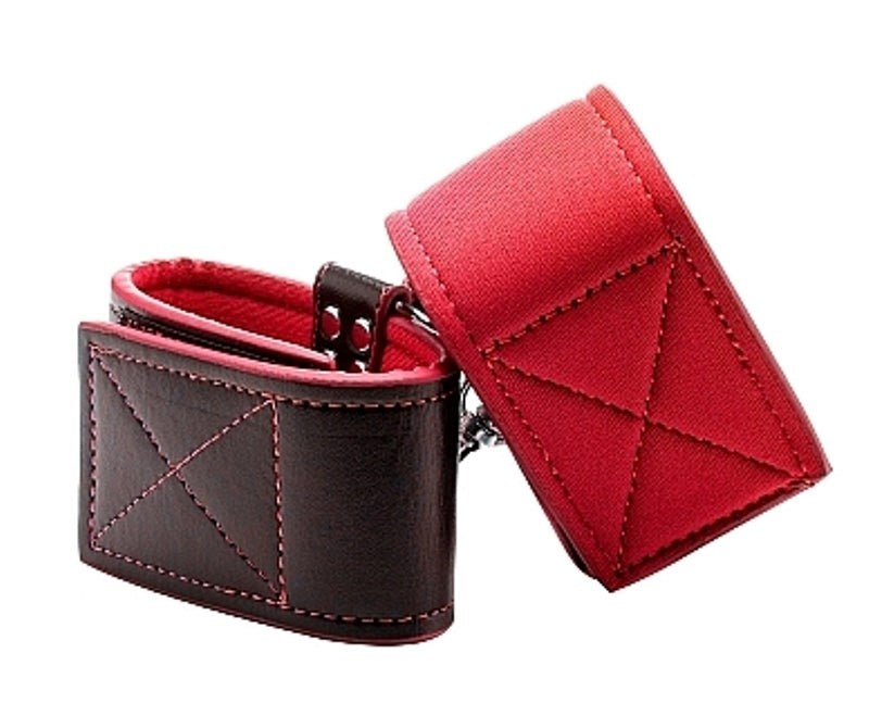 Ouch Reversible Wrist Cuffs Red - Cuffs and Restraints