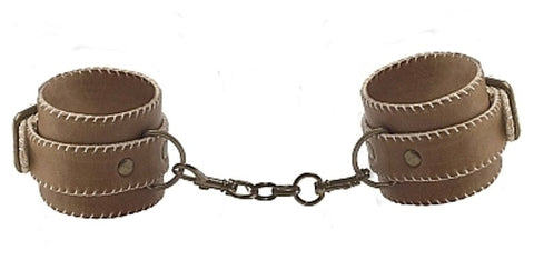 Premium Bonded Leather Bondage Ankle Cuffs Brown - Cuffs and Restraints