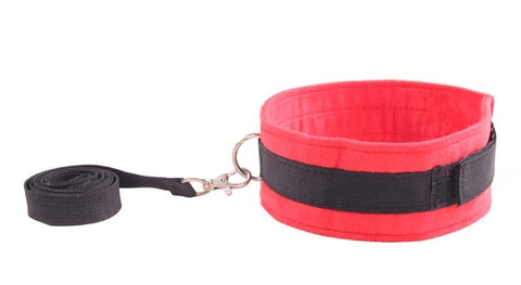Red and Black Velcro Collar & Removable Lead by BDStyle - Collars and Leads