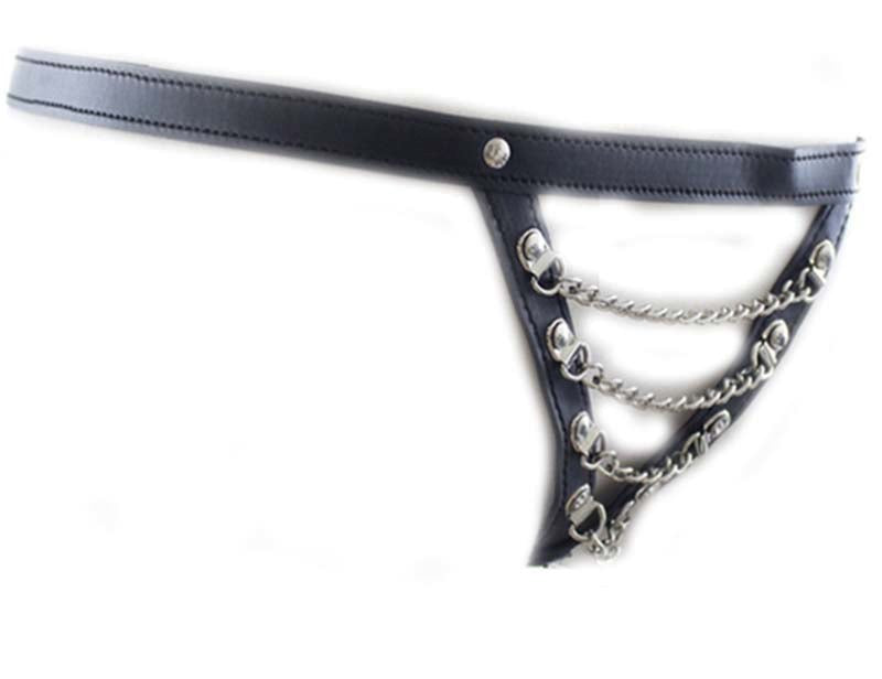 Sexy Pu Panty with Front Chain - Her Fetish