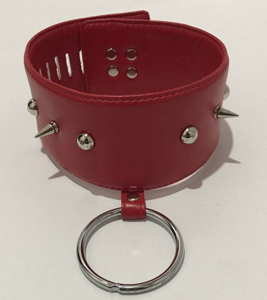 Spiked Bondage Collar Metal O Ring