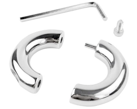 Oval Ball Stretcher In Steel by Hell's Couture - Cock Rings