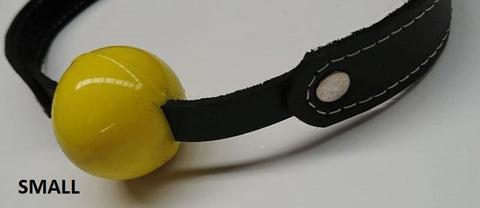 Amour Bondage Gag & Yellow Rubber Ball by Hell's Couture - Bondage Gags and Bits