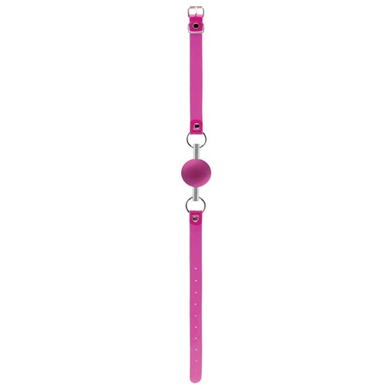 Bad Romance Pink Translucent Mouth Gag with Metal Tube - Bondage Gags and Bits