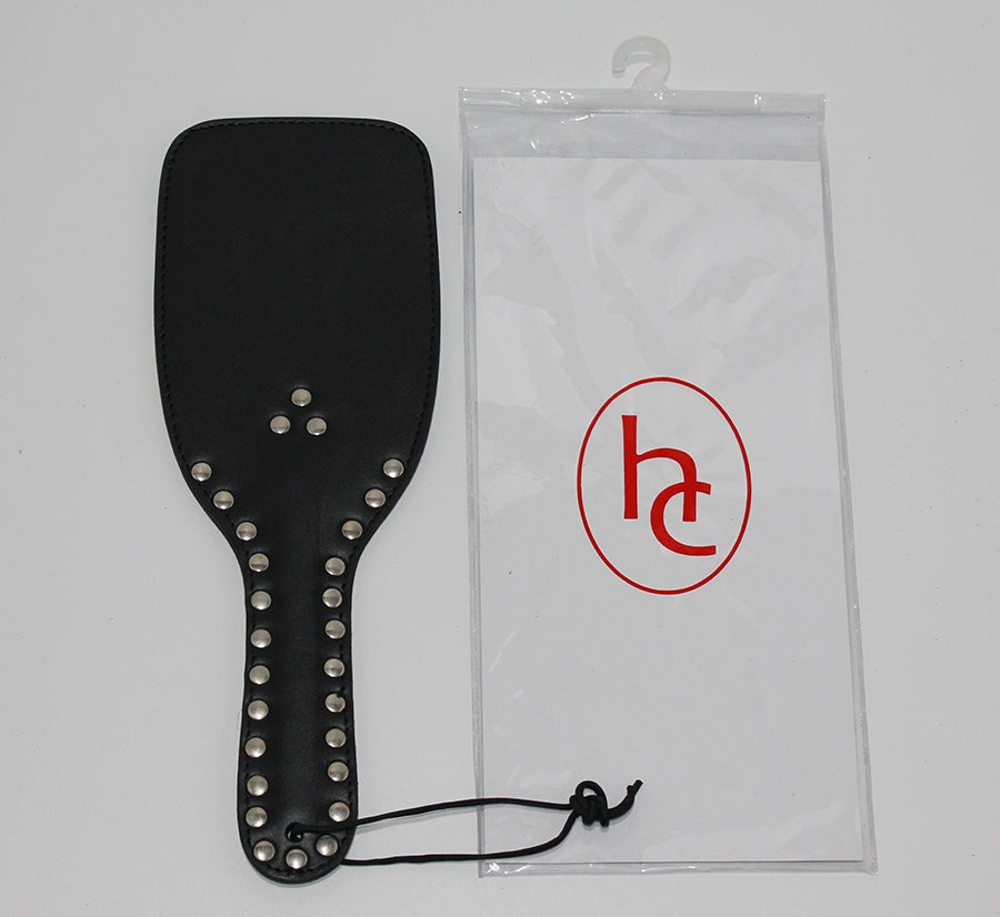 Fetlife Wide Ping-Pong Studded Leather Paddle - Paddles And Slappers