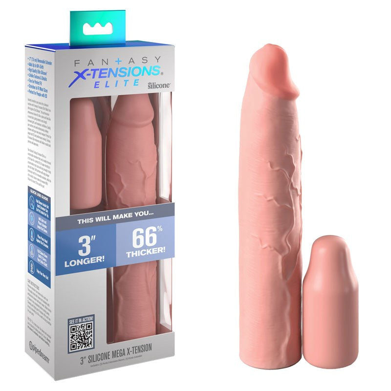 Fantasy X-Tensions Elite 3 Inch Silicone Penis Extension - Penis Sleeves and Extenders