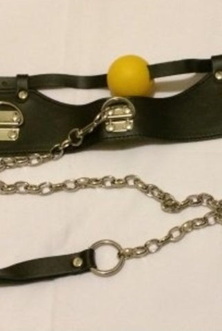 Kinksociety Ball Gag Leather Lead by Hell's Couture - Bondage Gags and Bits