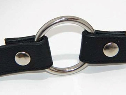 BDSM Leather Gag With Removable Metal O Ring - Bondage Gags and Bits