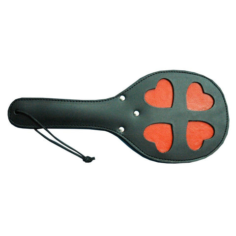 Leather Spanking Paddle with Red Hearts by Hell's Couture - Paddles And Slappers