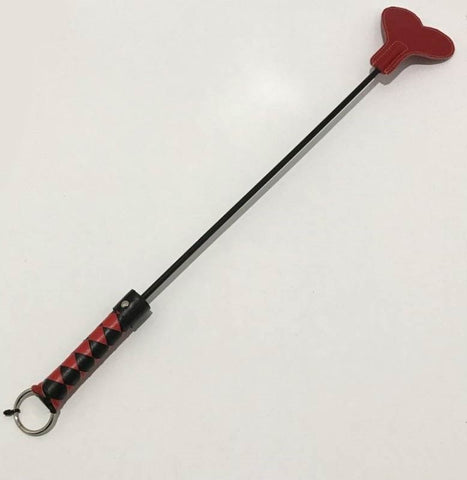 Leather Crop With Heart Shaped Paddle by Hell's Couture - Paddles And Slappers
