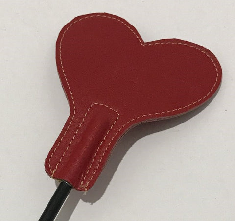 Leather Crop With Heart Shaped Paddle by Hell's Couture - Paddles And Slappers