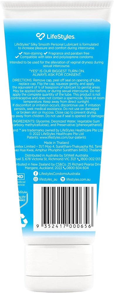 LifeStyles Healthcare Silky Smooth Water Based Personal Lubricant - Water Based Lubes