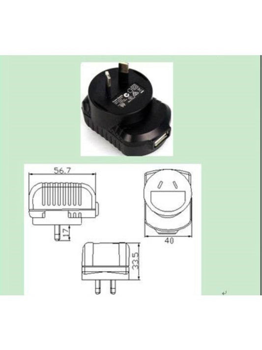 Mains Plug 5v USB AC Adapter I Type (AU)