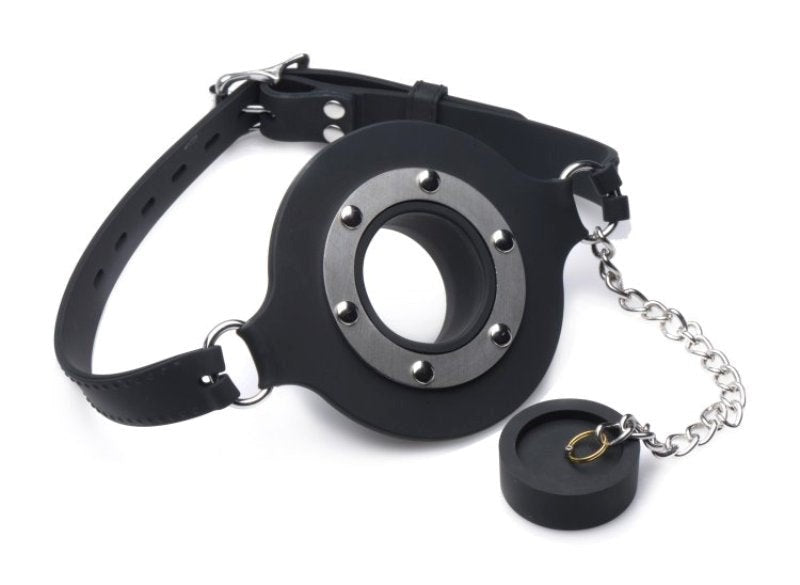 Master Series Pie Hole Silicone Feeding Gag - Bondage Gags and Bits