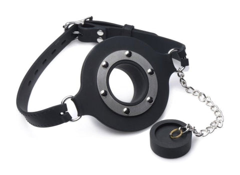 Master Series Pie Hole Silicone Feeding Gag by XR Brands - Bondage Gags and Bits