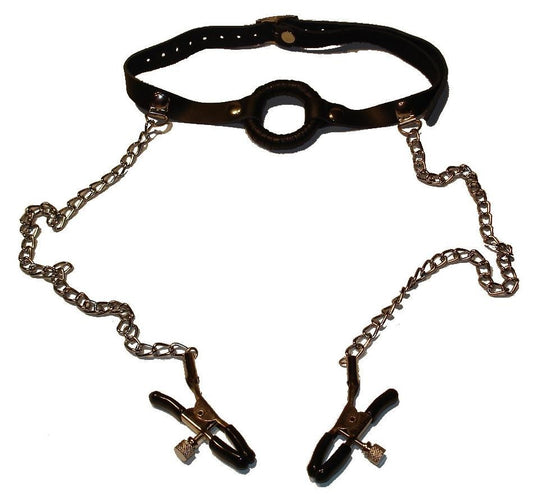 O-Ring Gag with Nipple Clamps Light