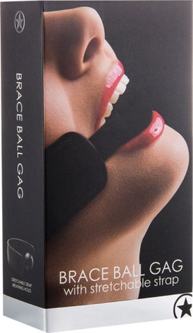 Bondage Ouch Brace Ball Gag Black by Shots Toys - Bondage Gags and Bits