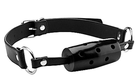 Ouch Cylinder Rubber Gag Leather by Shots Toys - Bondage Gags and Bits