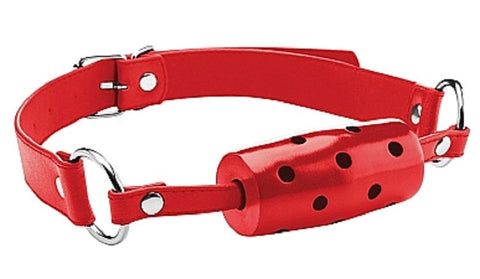 Ouch Cylinder Rubber Gag Leather by Shots Toys - Bondage Gags and Bits