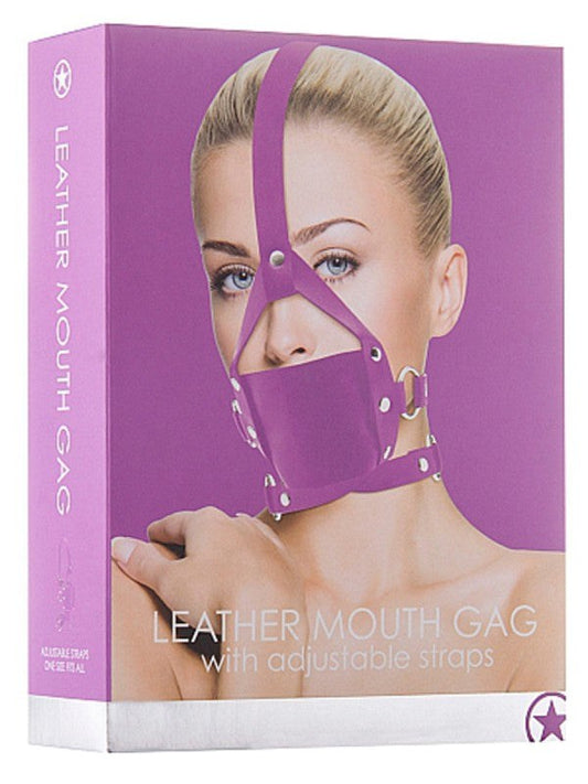 Ouch Leather Mouth Gag Purple by Shots Toys - Bondage Gags and Bits