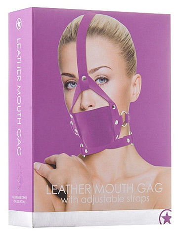 Ouch Leather Mouth Gag Purple by Shots Toys - Bondage Gags and Bits