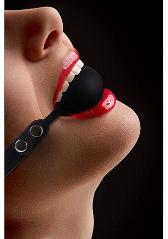 Ouch Silicone Bondage Ball Gag Black by Shots Toys - Bondage Gags and Bits